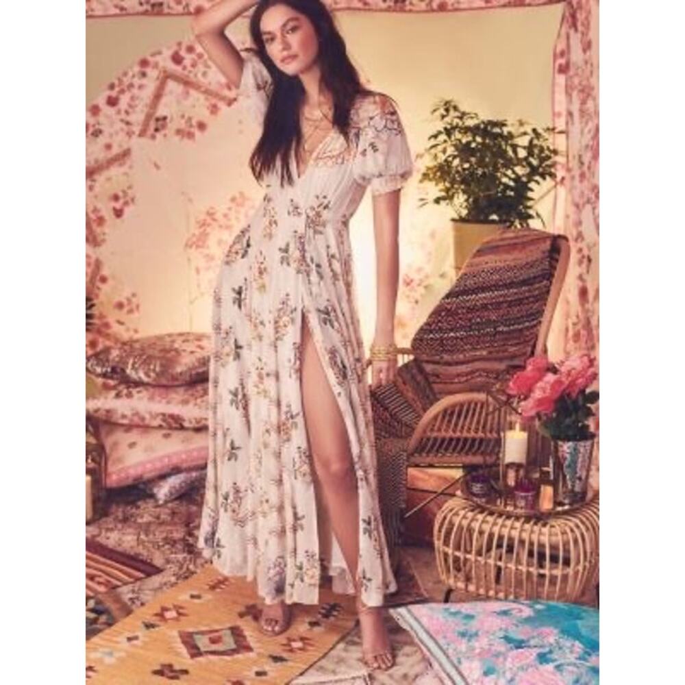 Hemant & Nandita Hoor Overlap Godet Maxi Dress Size Small New with Tags - Picture 2 of 15